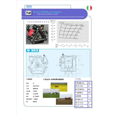 意大利IP高压植保打药隔膜泵D203