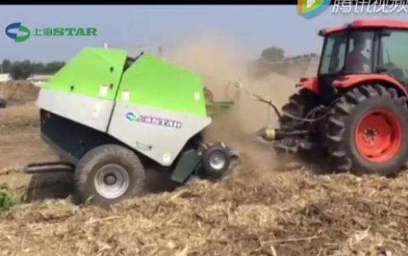 世达尔圆草捆打捆机收获玉米秸秆作业视频